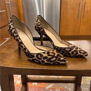 J. Crew D’orsay Calf hair Leopard Kitten Pumps